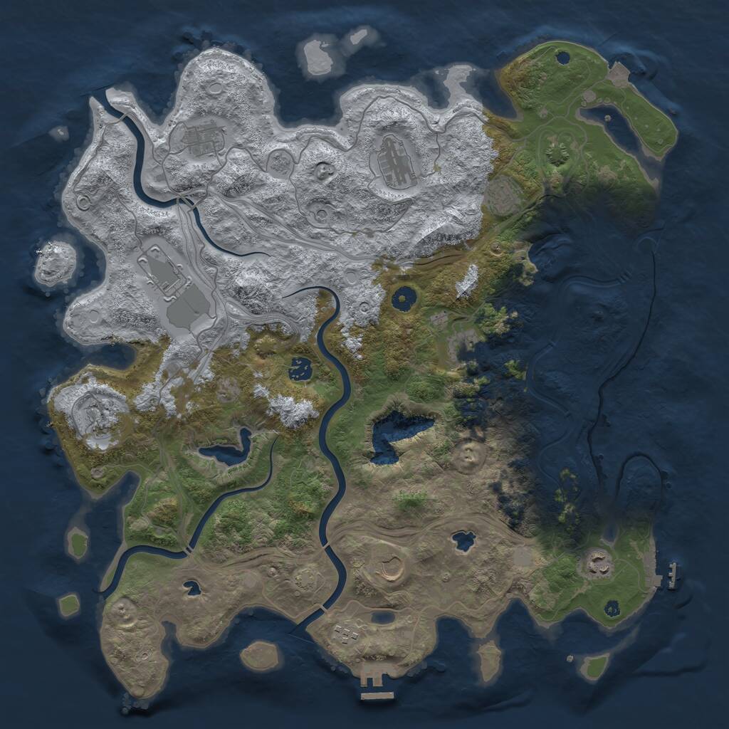 Rust Map: Procedural Map, Size: 4500, Seed: 390300256, 16 Monuments