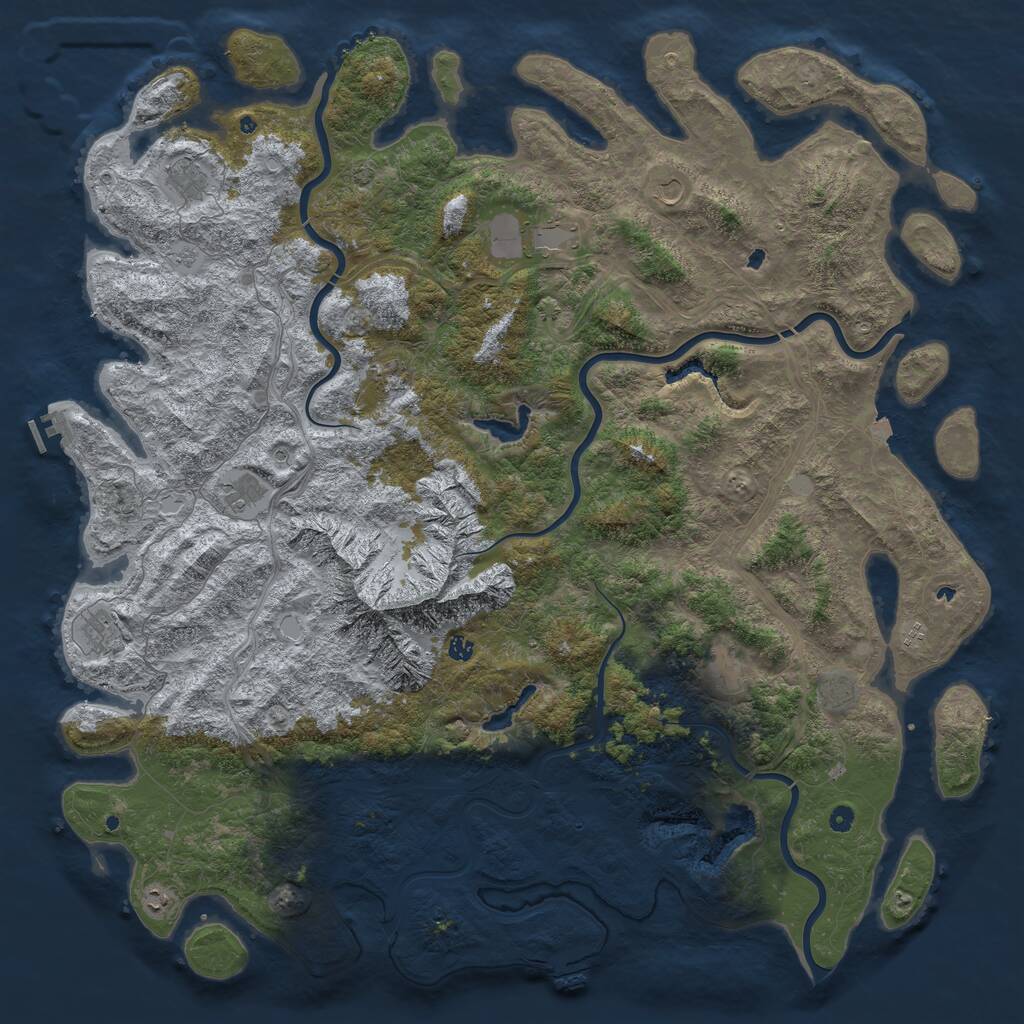 Rust Map: Procedural Map, Size: 6000, Seed: 1346822949, 17 Monuments