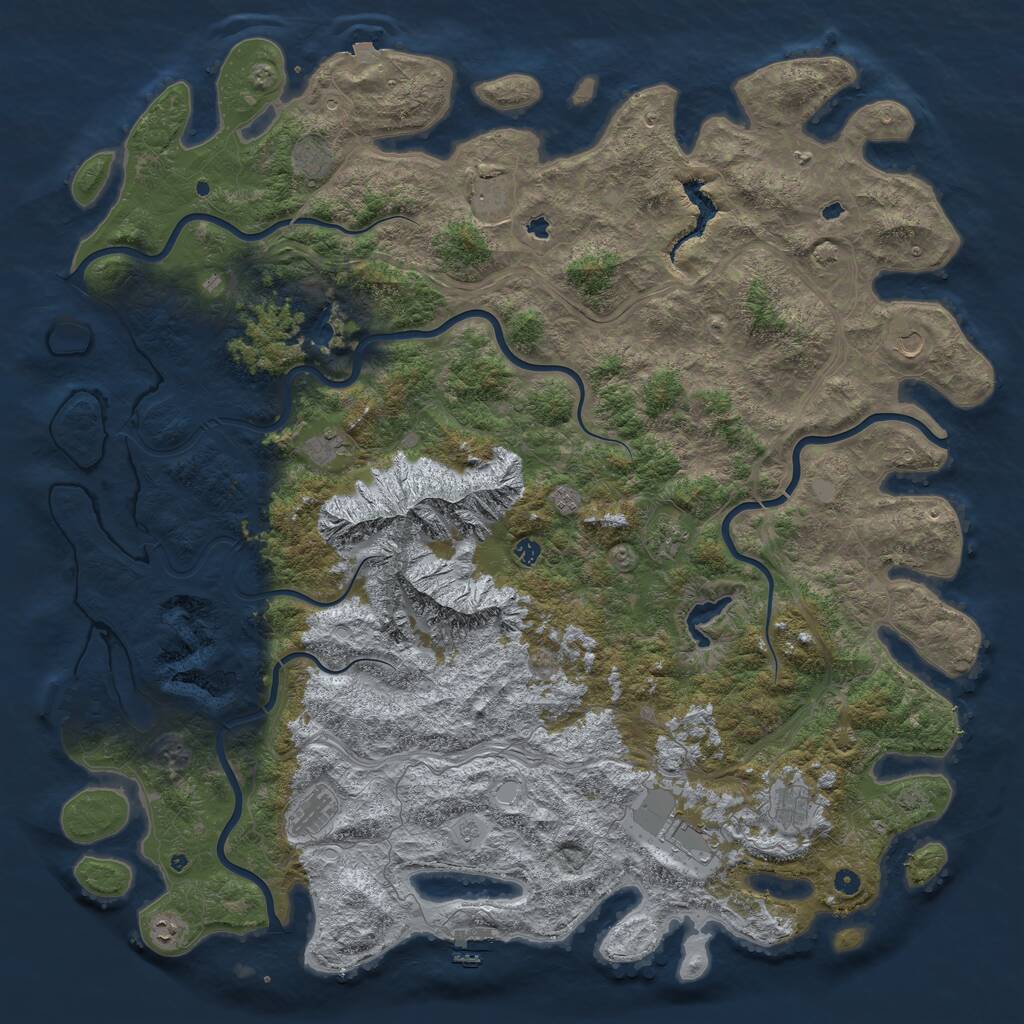Rust Map: Procedural Map, Size: 6000, Seed: 548474, 17 Monuments