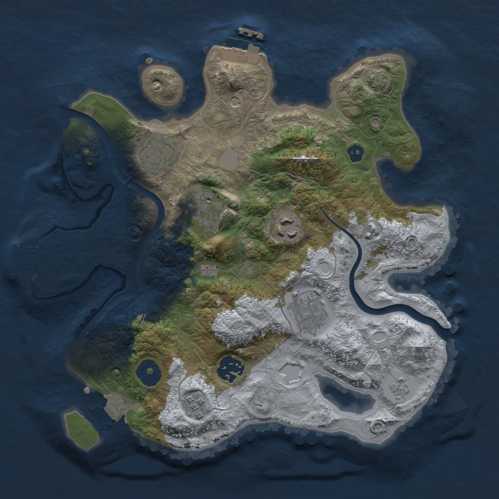 Rust Map: Procedural Map, Size: 3000, Seed: 1914, 12 Monuments