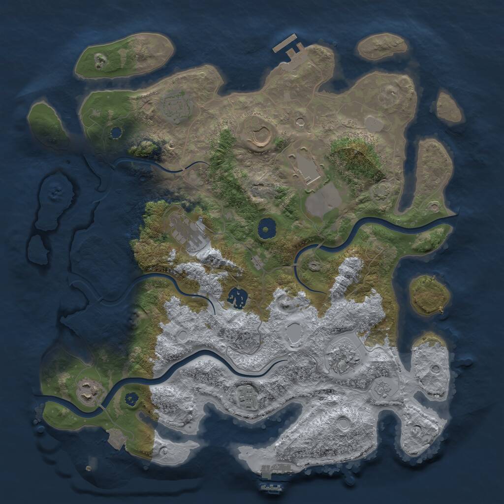 Rust Map: Procedural Map, Size: 3750, Seed: 1190873220, 14 Monuments