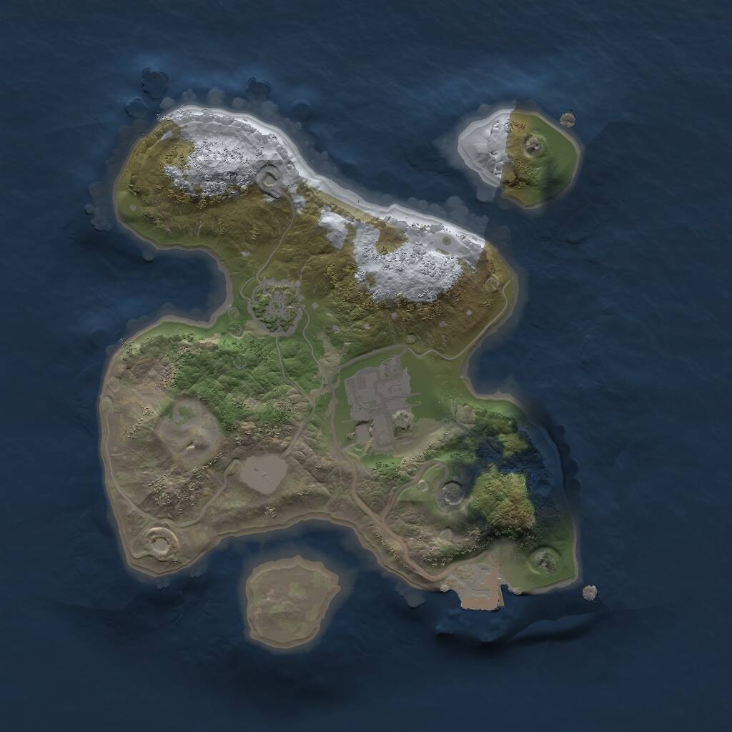 Rust Map: Procedural Map, Size: 2000, Seed: 2053472107, 4 Monuments