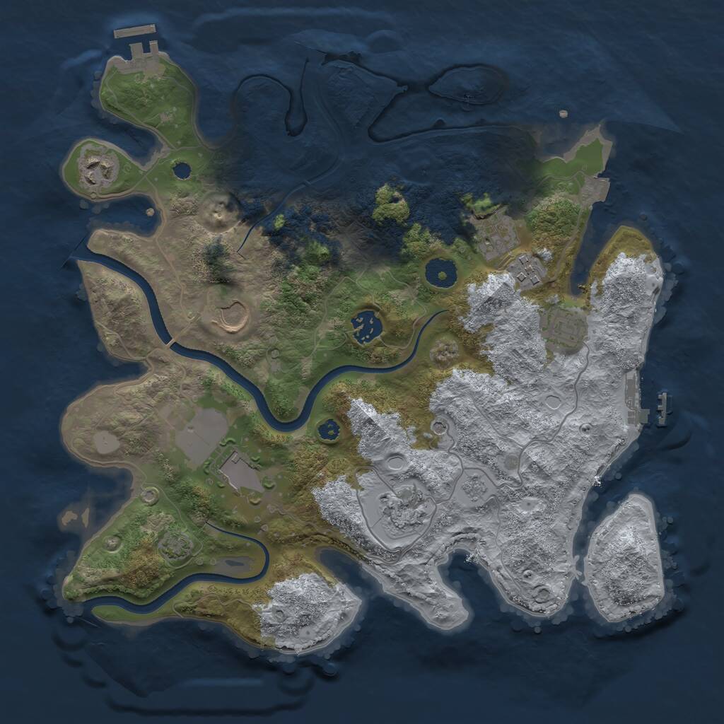 Rust Map: Procedural Map, Size: 3500, Seed: 715919095, 14 Monuments