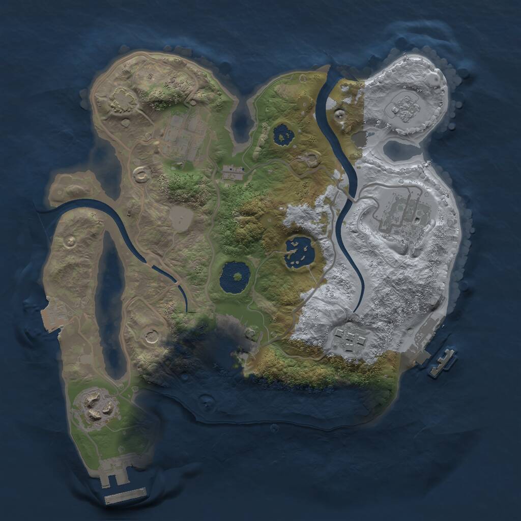 Rust Map: Procedural Map, Size: 2500, Seed: 904368594, 12 Monuments