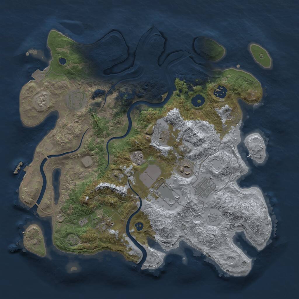 Rust Map: Procedural Map, Size: 3500, Seed: 9493996, 13 Monuments