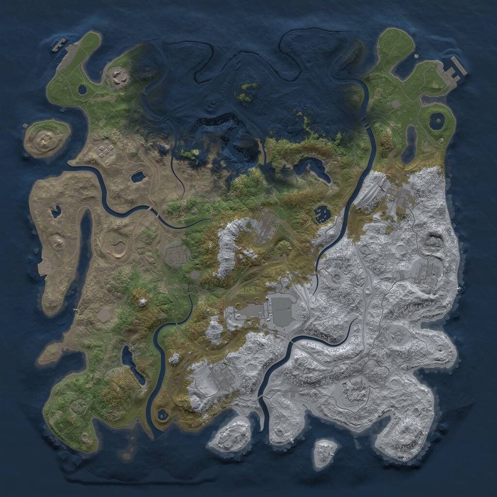 Rust Map: Procedural Map, Size: 4500, Seed: 1277384899, 17 Monuments