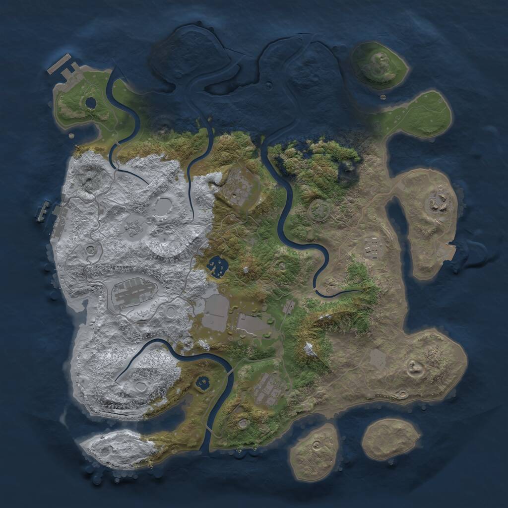 Rust Map: Procedural Map, Size: 3700, Seed: 1658751674, 13 Monuments