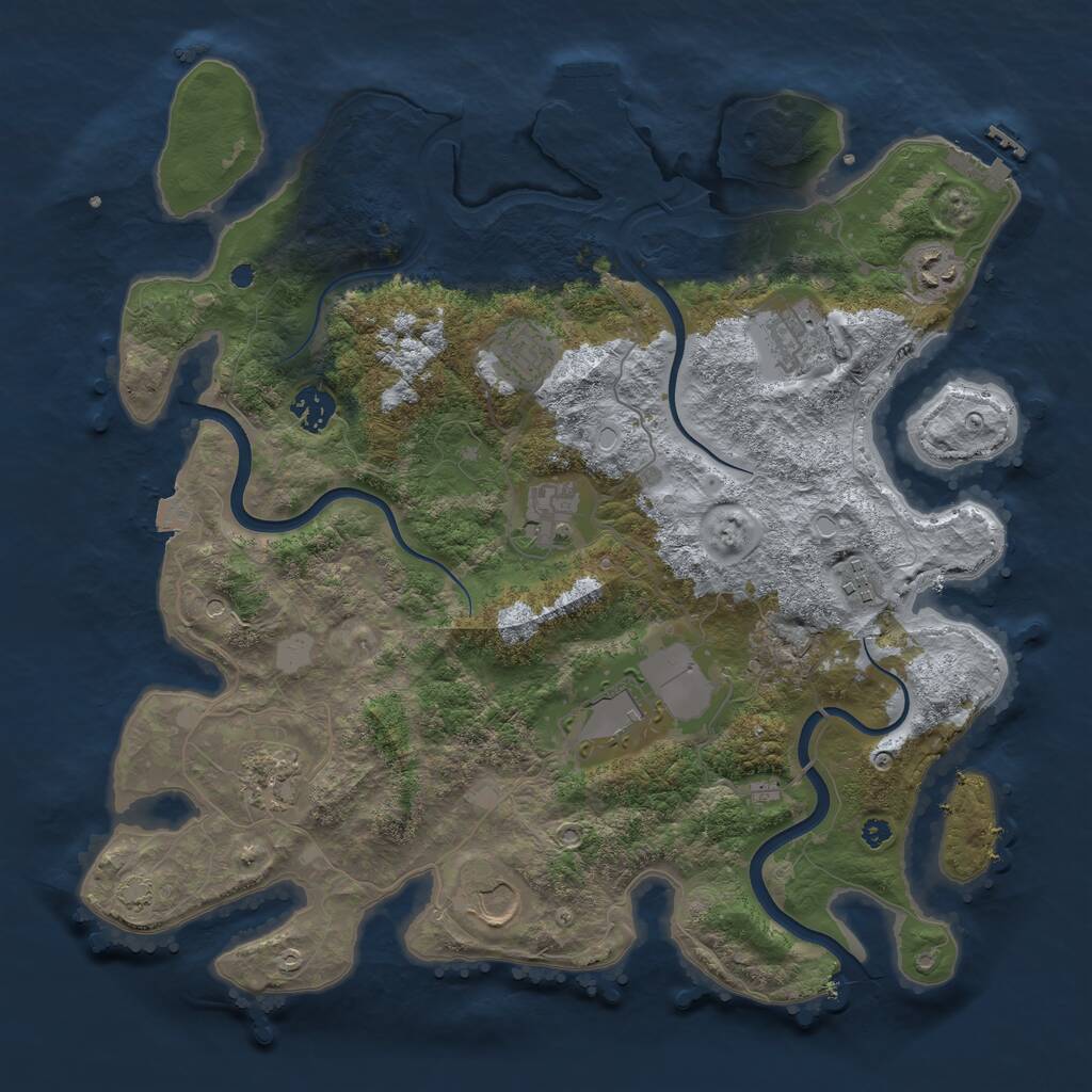 Rust Map: Procedural Map, Size: 3800, Seed: 201156735, 14 Monuments