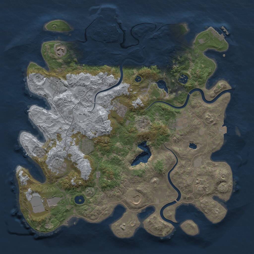 Rust Map: Procedural Map, Size: 4000, Seed: 1350413883, 17 Monuments