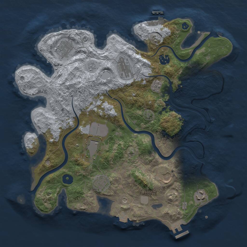 Rust Map: Procedural Map, Size: 3500, Seed: 622427312, 14 Monuments