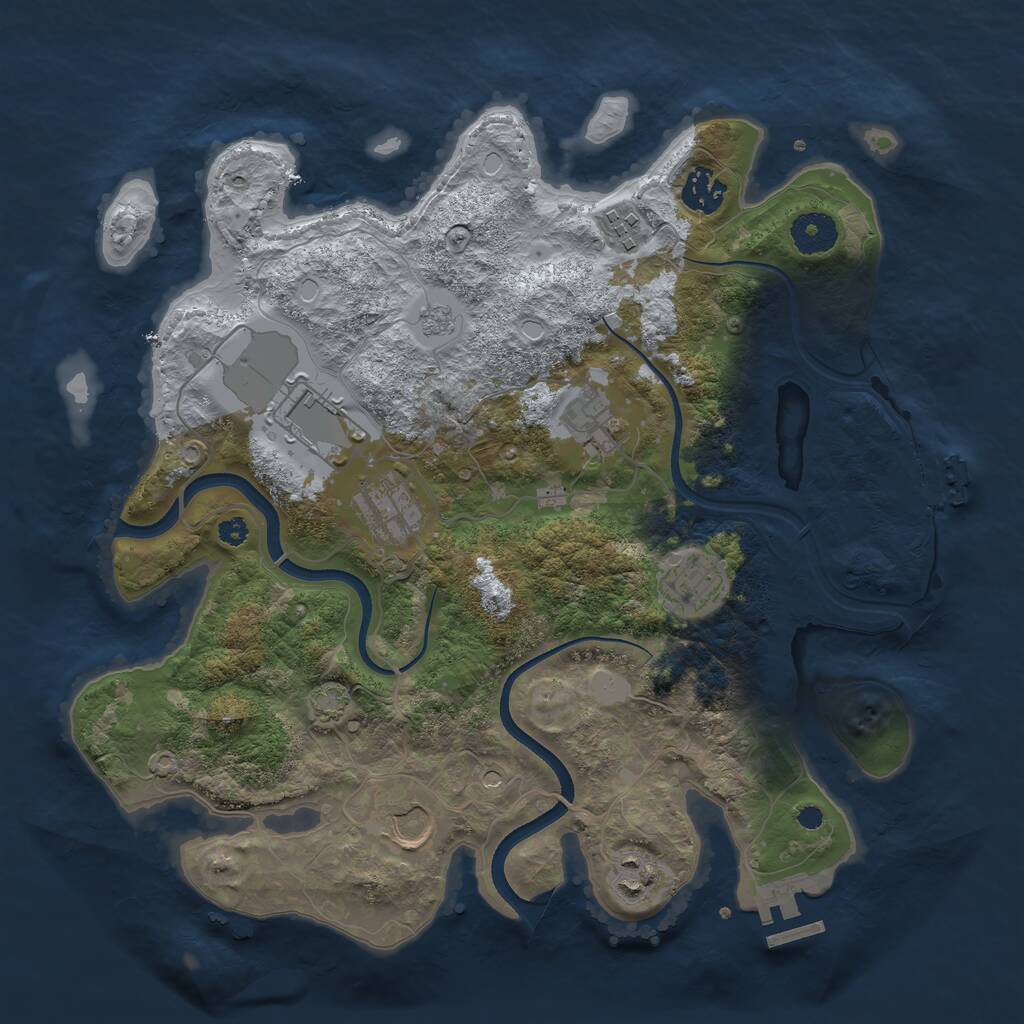 Rust Map: Procedural Map, Size: 3500, Seed: 1565589447, 14 Monuments
