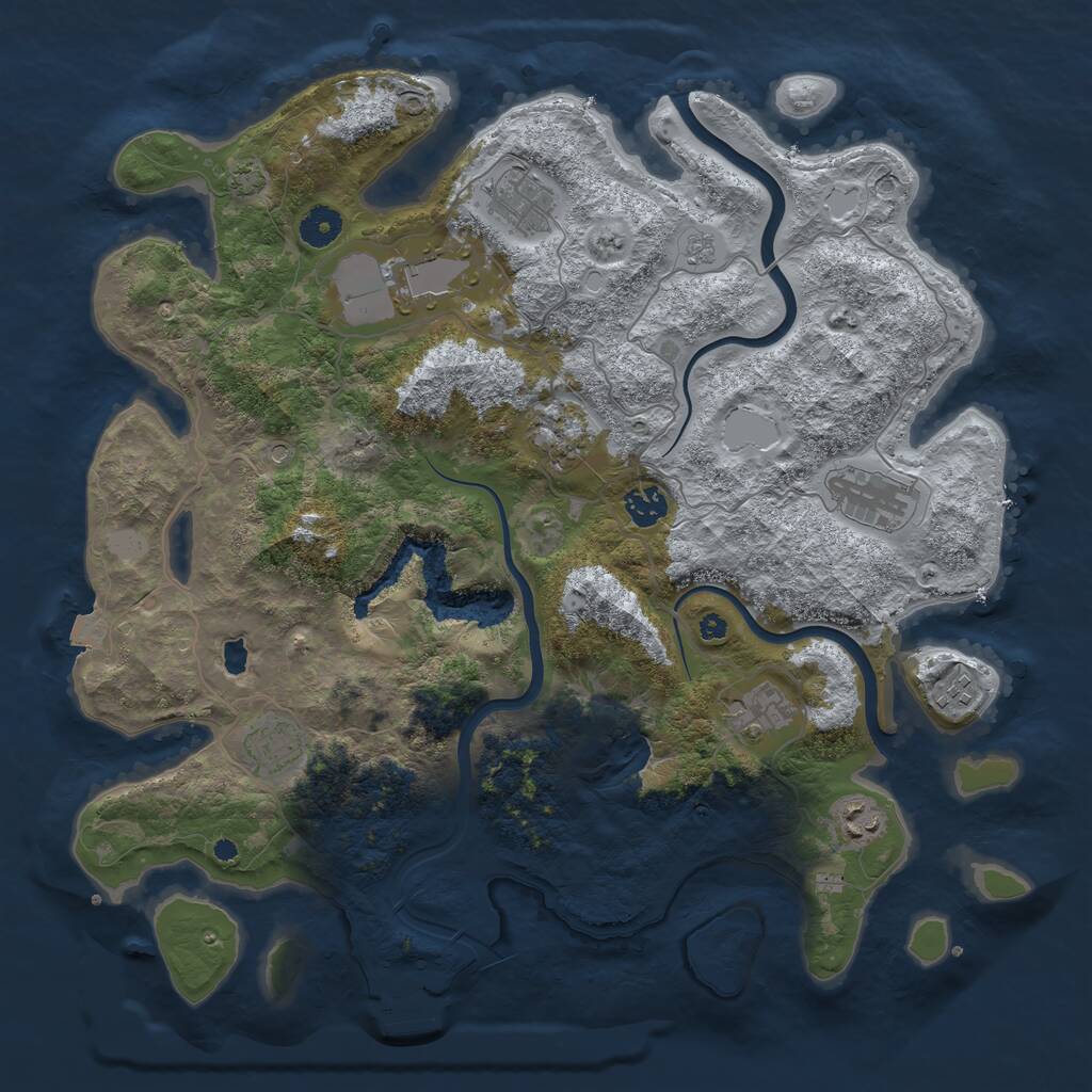 Rust Map: Procedural Map, Size: 4000, Seed: 268703140, 14 Monuments