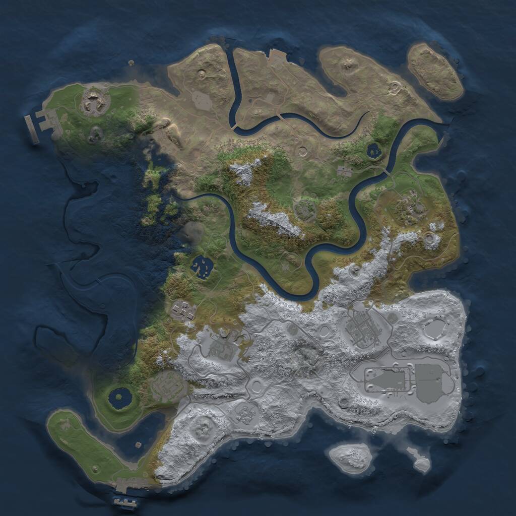 Rust Map: Procedural Map, Size: 3500, Seed: 578360905, 15 Monuments