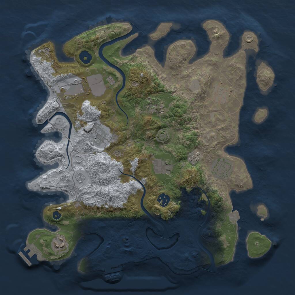 Rust Map: Procedural Map, Size: 3500, Seed: 843840894, 15 Monuments