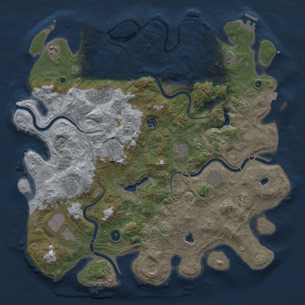 Rust Map: Procedural Map, Size: 4500, Seed: 1278894524, 17 Monuments
