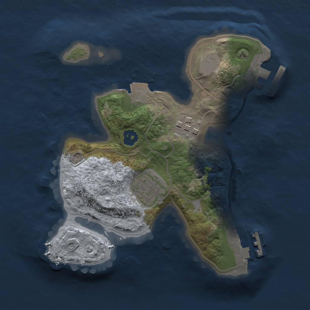 Rust Map: Procedural Map, Size: 2000, Seed: 54177, 5 Monuments