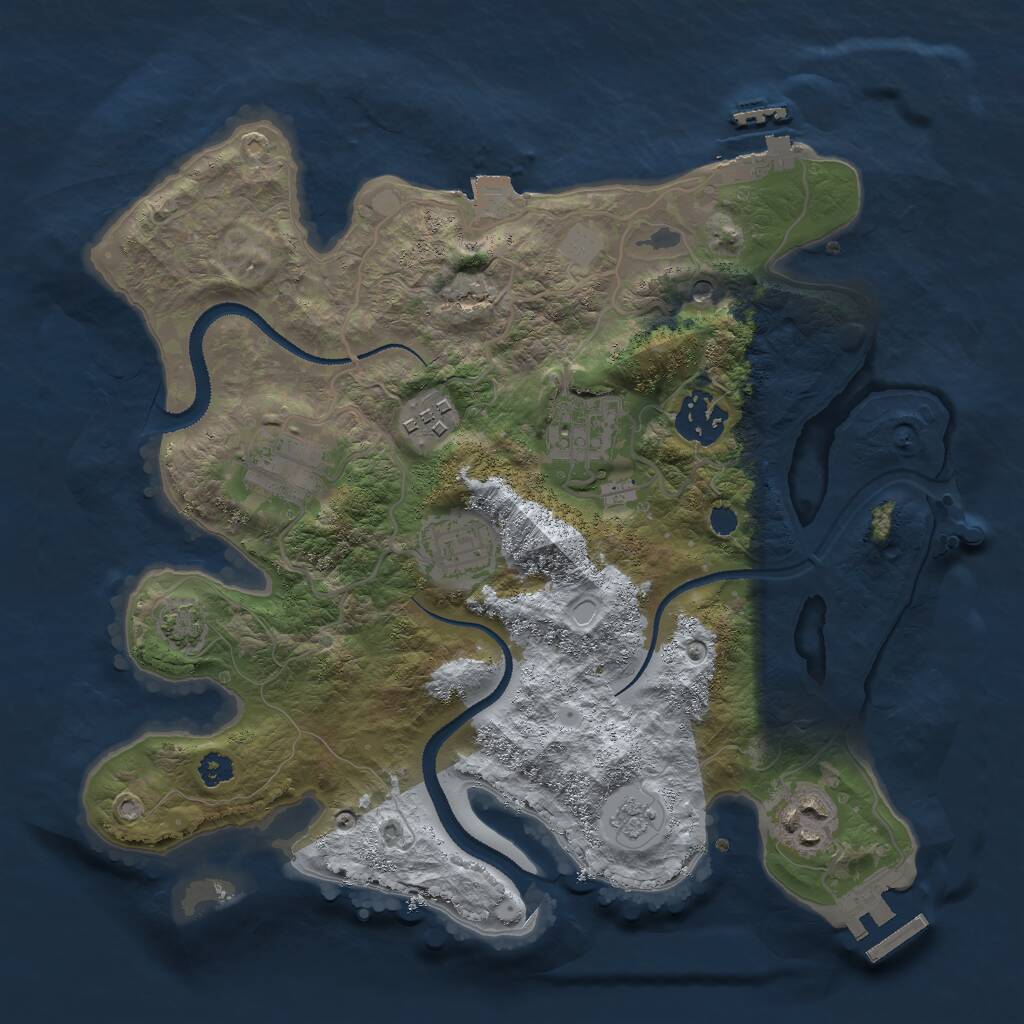 Rust Map: Procedural Map, Size: 3000, Seed: 15081, 12 Monuments