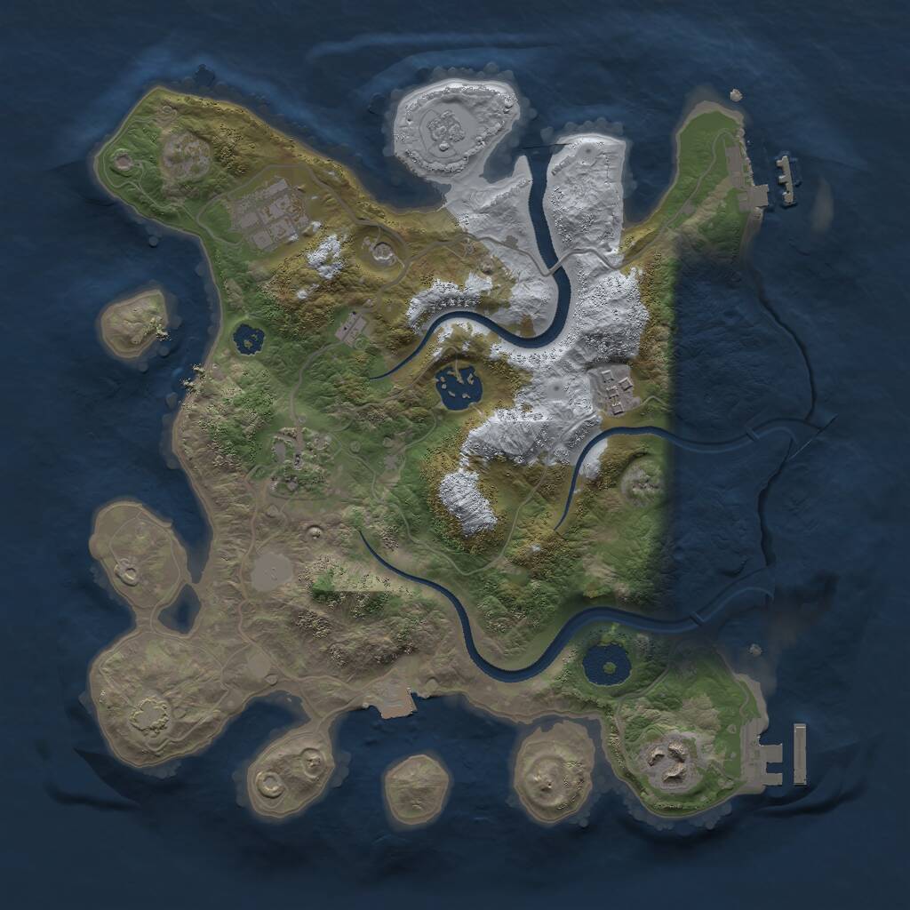 Rust Map: Procedural Map, Size: 3000, Seed: 1382890768, 11 Monuments