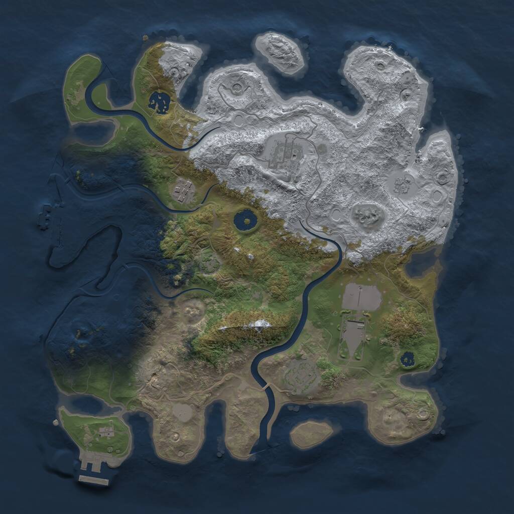 Rust Map: Procedural Map, Size: 3500, Seed: 905123490, 11 Monuments