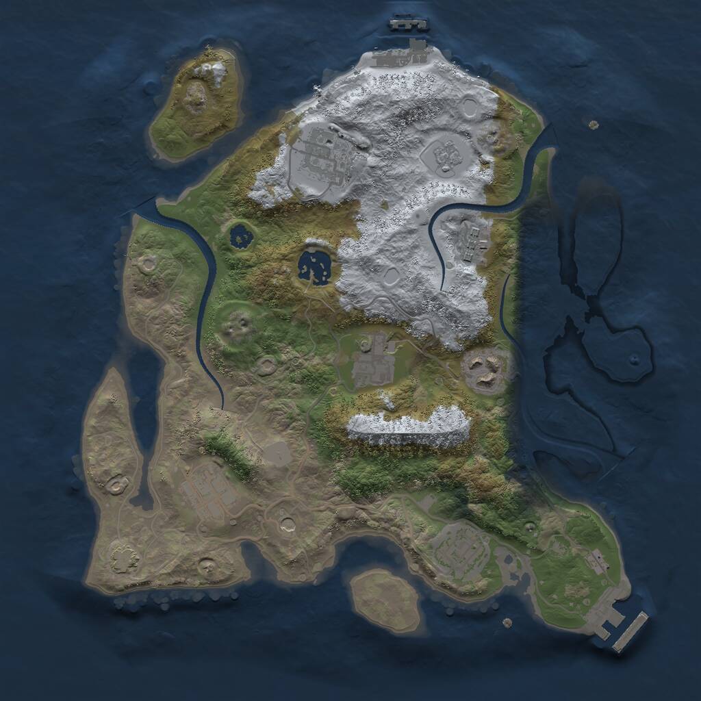 Rust Map: Procedural Map, Size: 3000, Seed: 57434, 13 Monuments