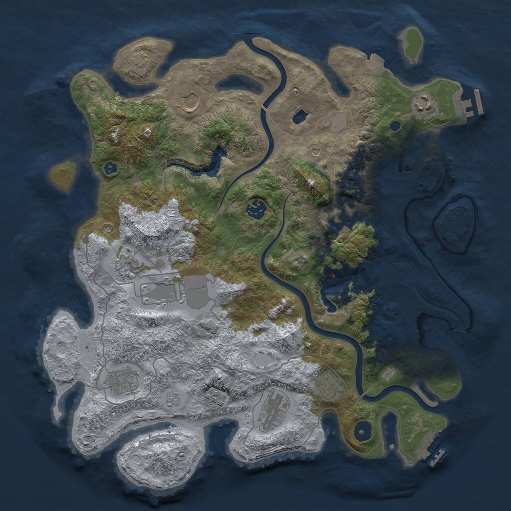 Rust Map: Procedural Map, Size: 4000, Seed: 41667172, 16 Monuments