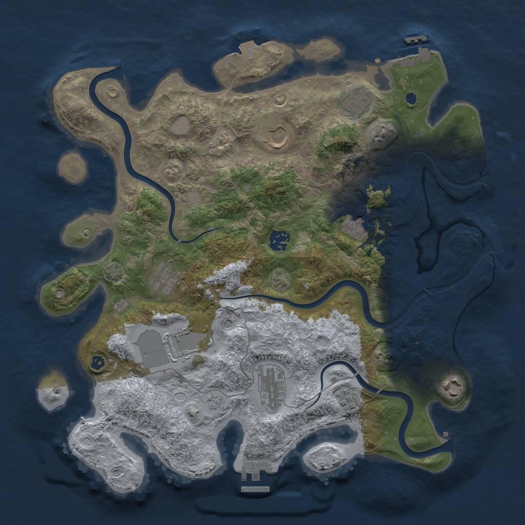 Rust Map: Procedural Map, Size: 3750, Seed: 413856475, 15 Monuments
