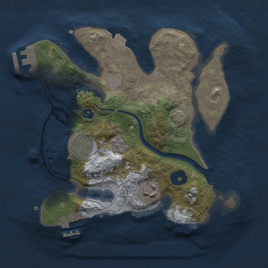 Rust Map: Procedural Map, Size: 2500, Seed: 54296, 7 Monuments