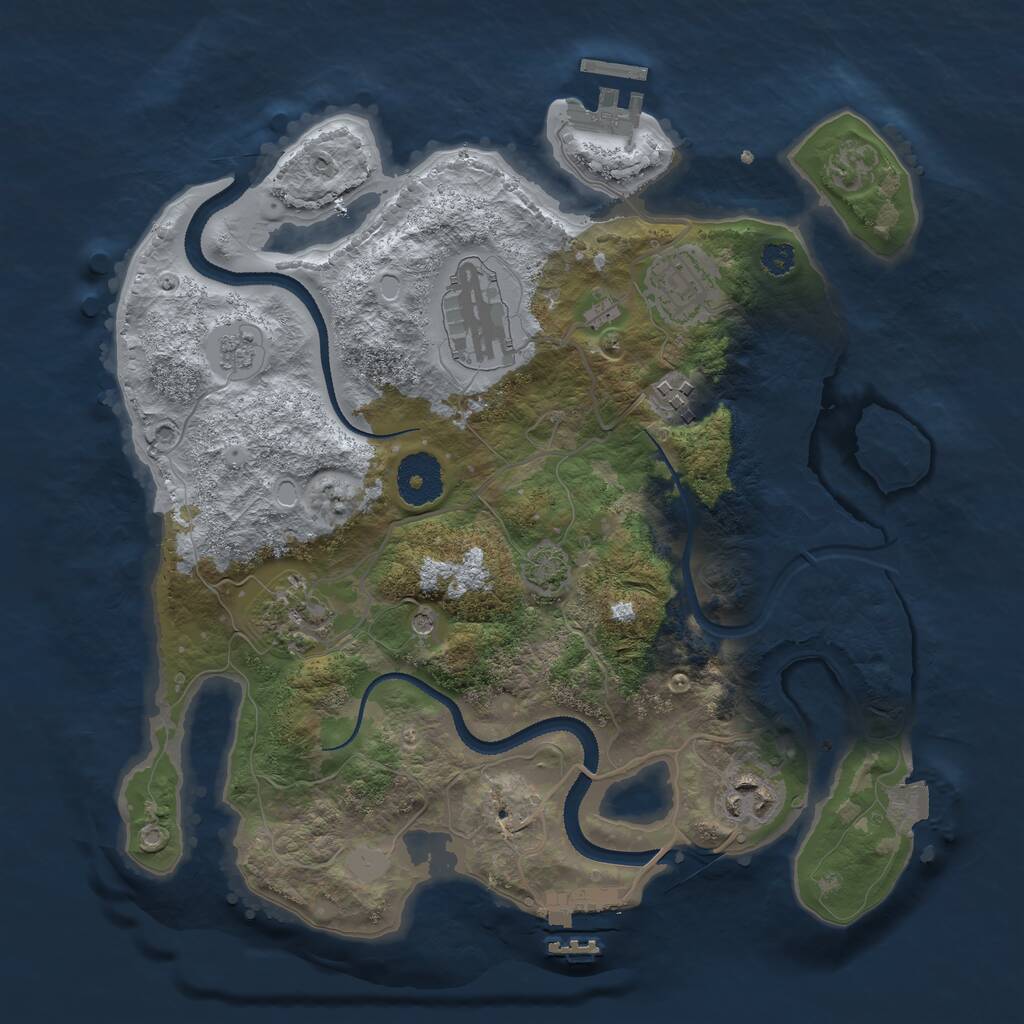 Rust Map: Procedural Map, Size: 3100, Seed: 1390674275, 11 Monuments