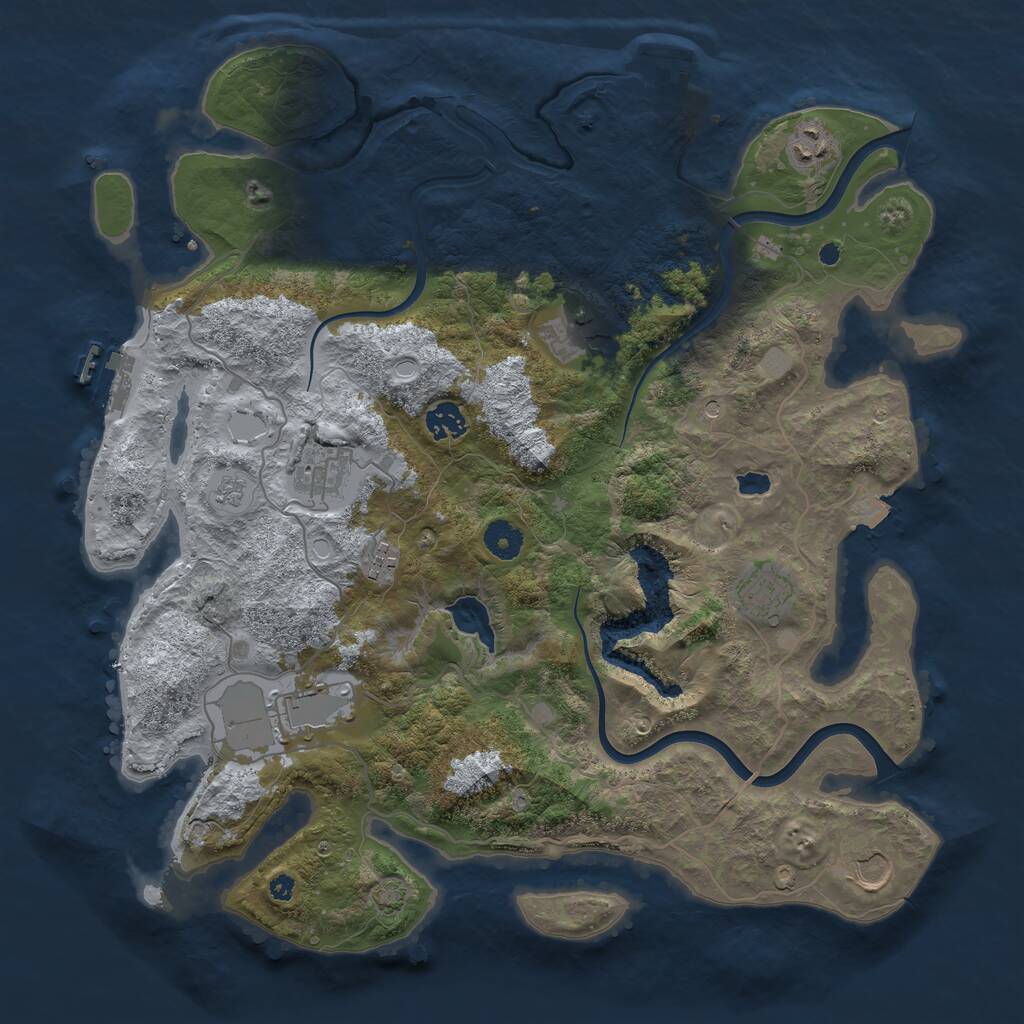 Rust Map: Procedural Map, Size: 4000, Seed: 628420676, 14 Monuments