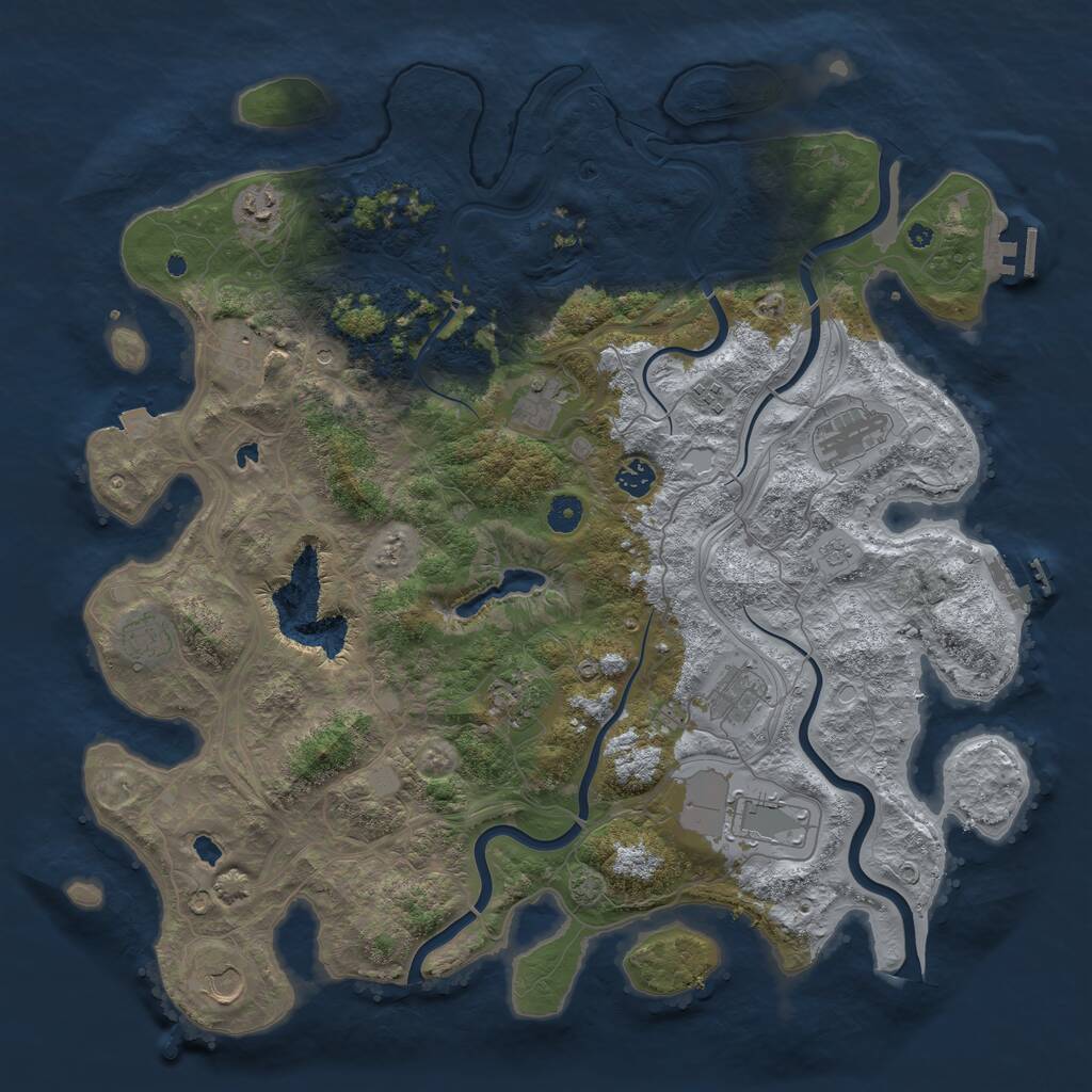 Rust Map: Procedural Map, Size: 4500, Seed: 759180537, 17 Monuments