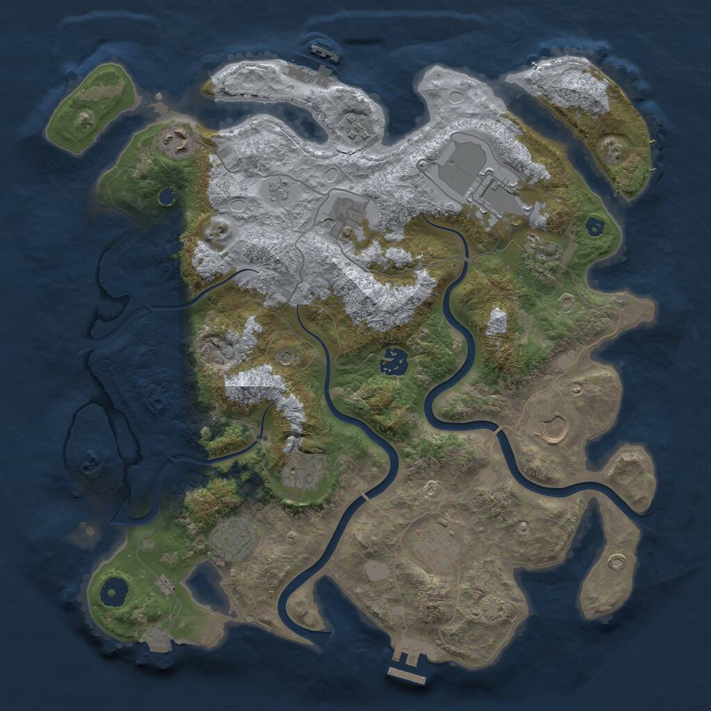 Rust Map: Procedural Map, Size: 3750, Seed: 362069029, 16 Monuments