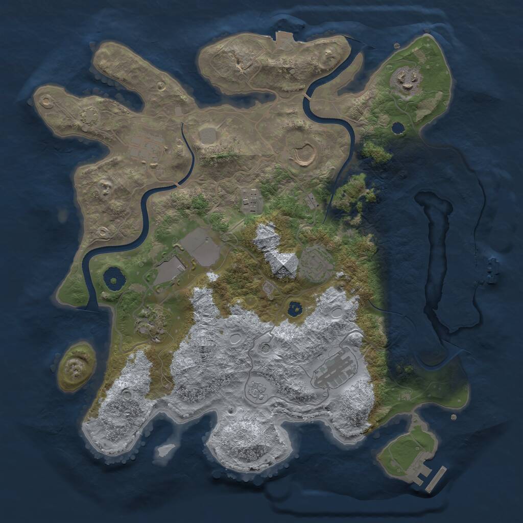 Rust Map: Procedural Map, Size: 3500, Seed: 1501404218, 14 Monuments