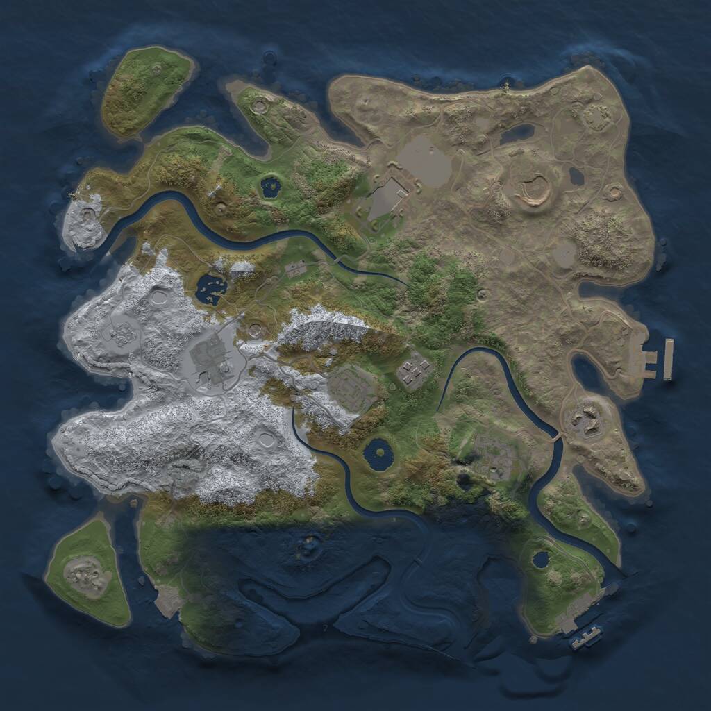 Rust Map: Procedural Map, Size: 3500, Seed: 5503, 14 Monuments