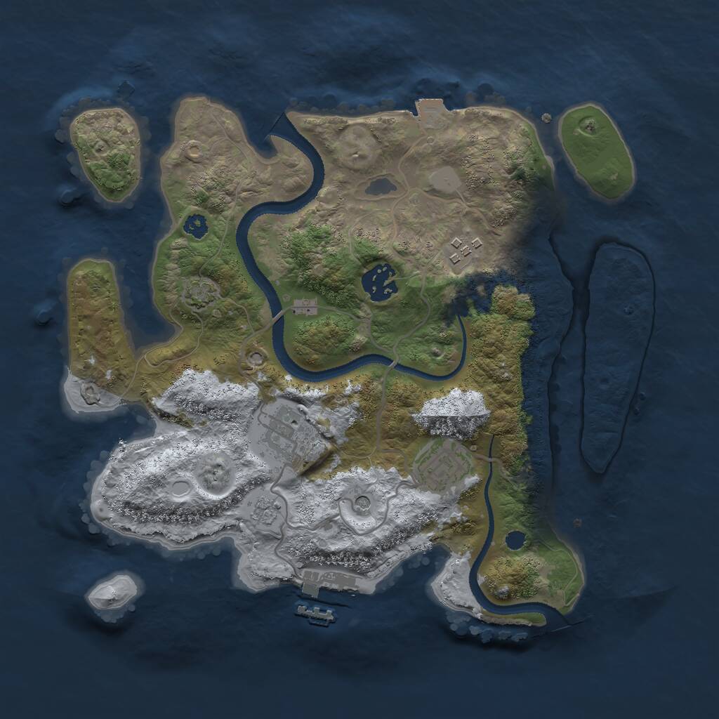 Rust Map: Procedural Map, Size: 3000, Seed: 1323780287, 9 Monuments