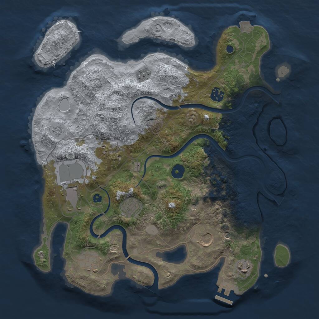 Rust Map: Procedural Map, Size: 3500, Seed: 1390674275, 13 Monuments