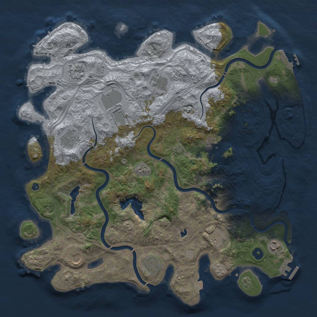 Rust Map: Procedural Map, Size: 4250, Seed: 791576584, 16 Monuments