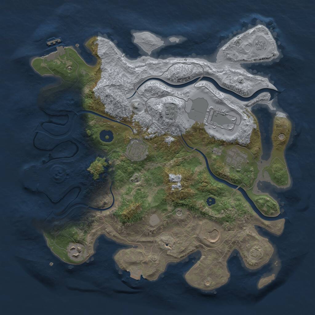 Rust Map: Procedural Map, Size: 3500, Seed: 464031, 12 Monuments
