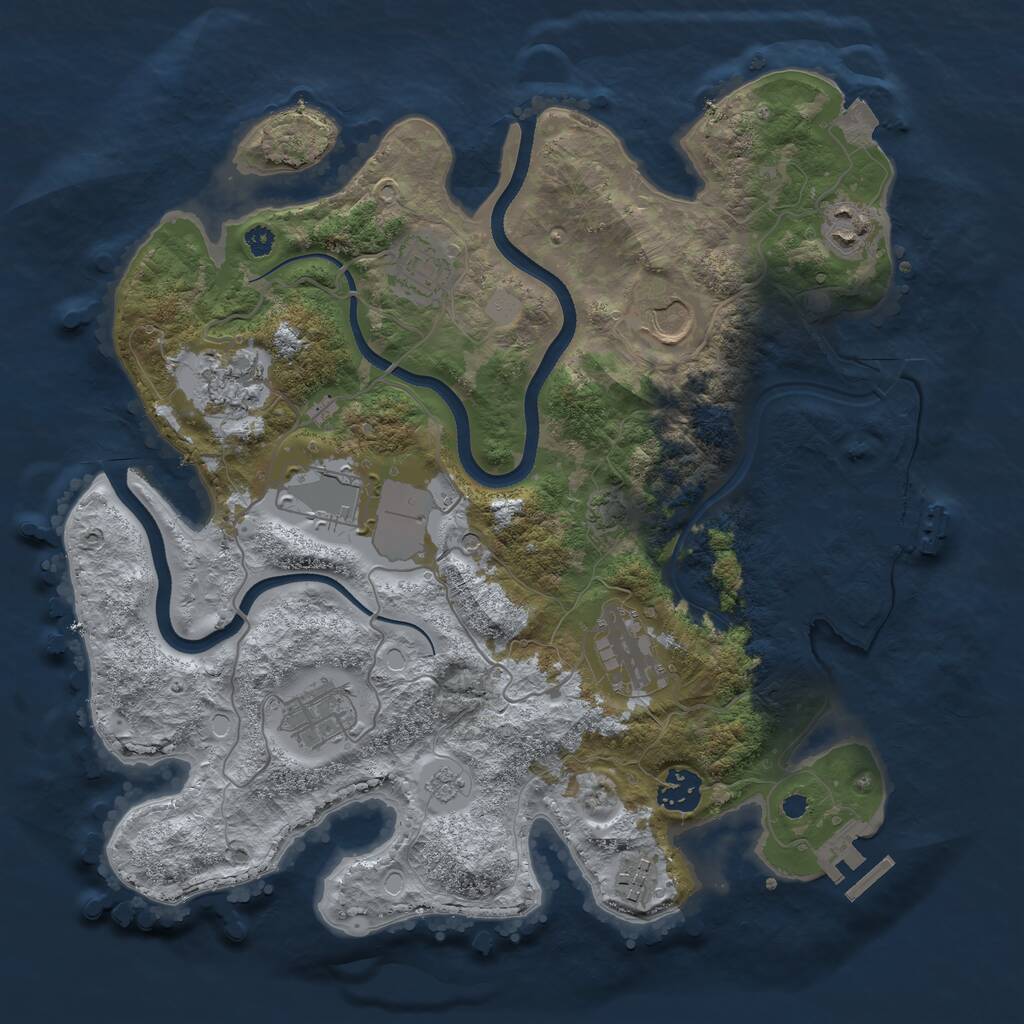 Rust Map: Procedural Map, Size: 3500, Seed: 353037, 15 Monuments