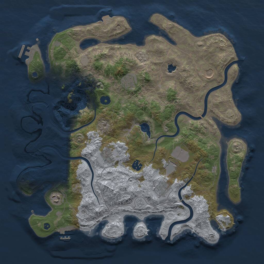 Rust Map: Procedural Map, Size: 4000, Seed: 21547, 14 Monuments