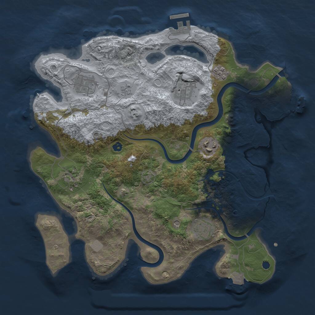Rust Map: Procedural Map, Size: 3300, Seed: 1759190299, 12 Monuments