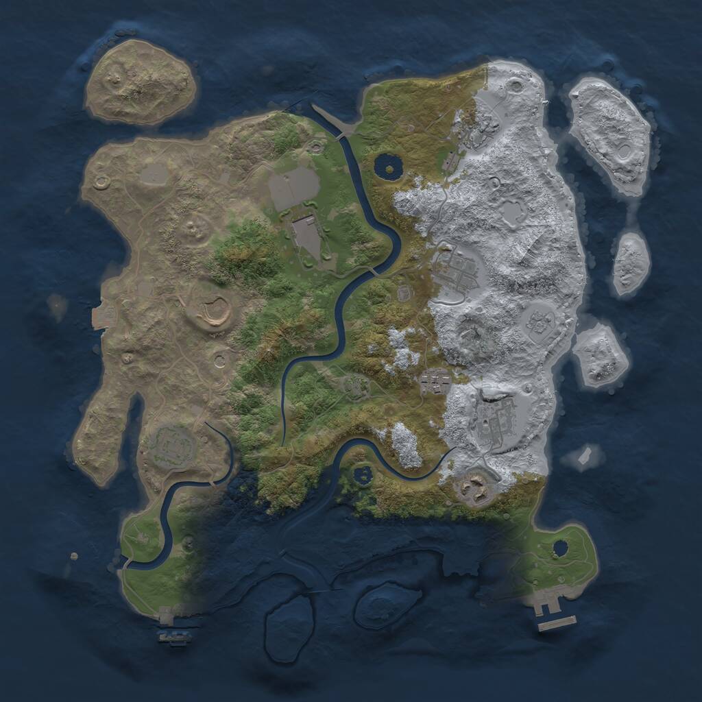 Rust Map: Procedural Map, Size: 3700, Seed: 66116287, 14 Monuments