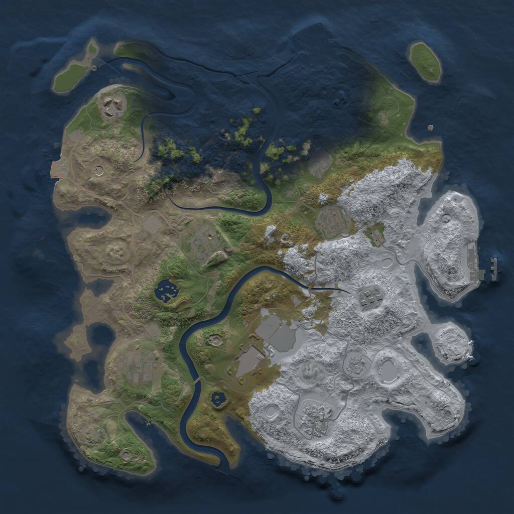 Rust Map: Procedural Map, Size: 3500, Seed: 390145175, 15 Monuments