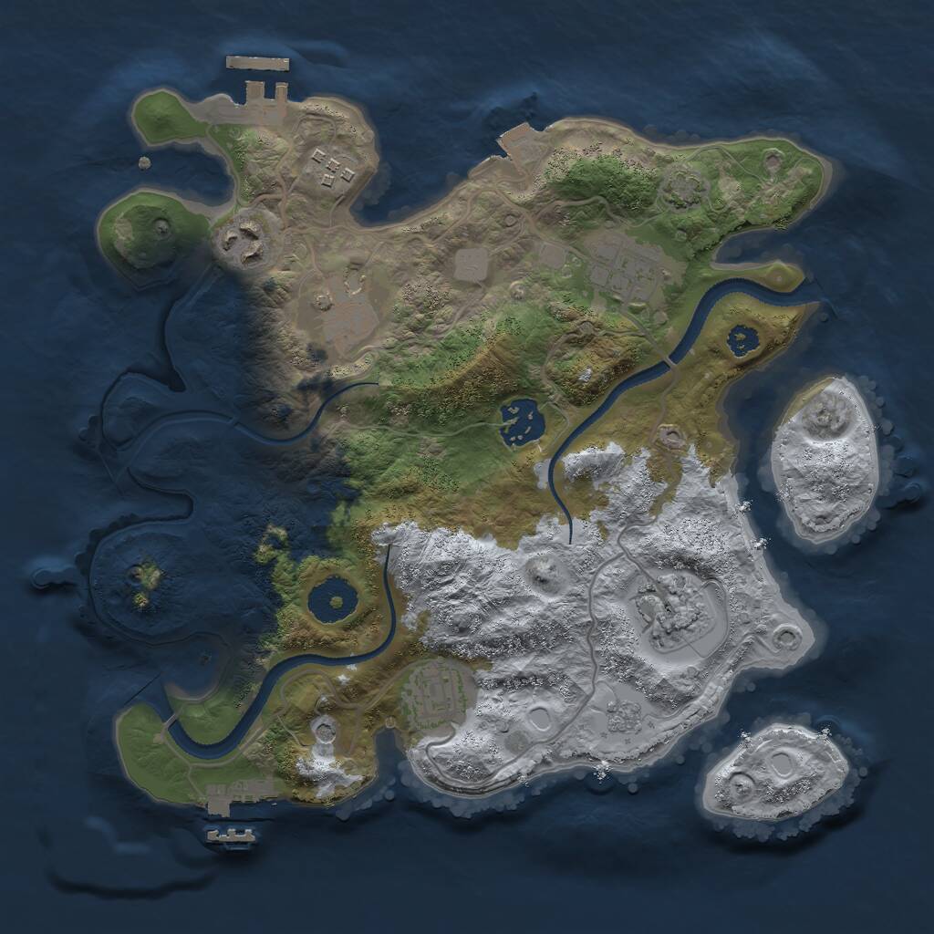 Rust Map: Procedural Map, Size: 3000, Seed: 43288, 13 Monuments