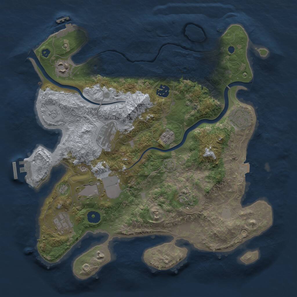 Rust Map: Procedural Map, Size: 3500, Seed: 1277410010, 14 Monuments