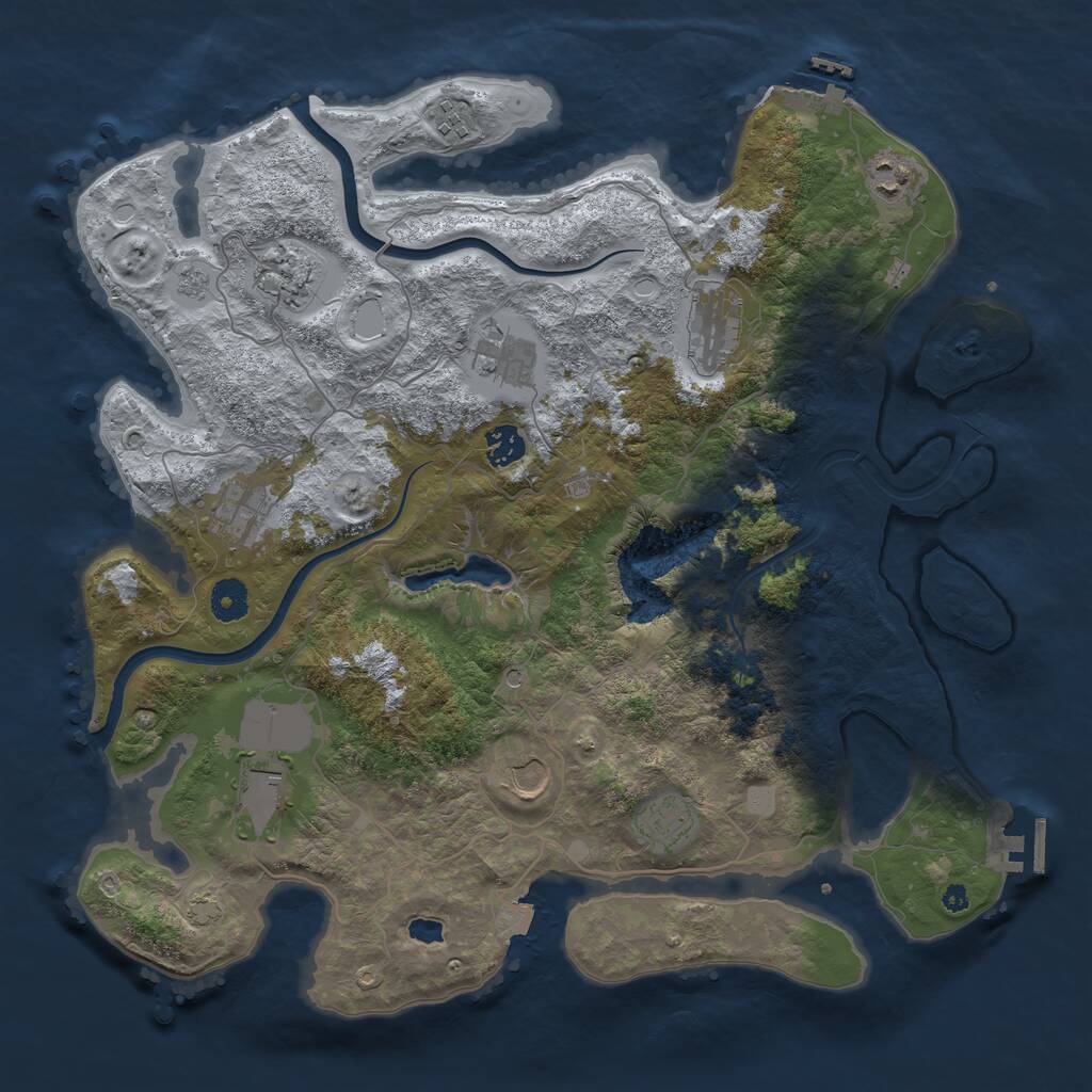 Rust Map: Procedural Map, Size: 4000, Seed: 123245, 16 Monuments