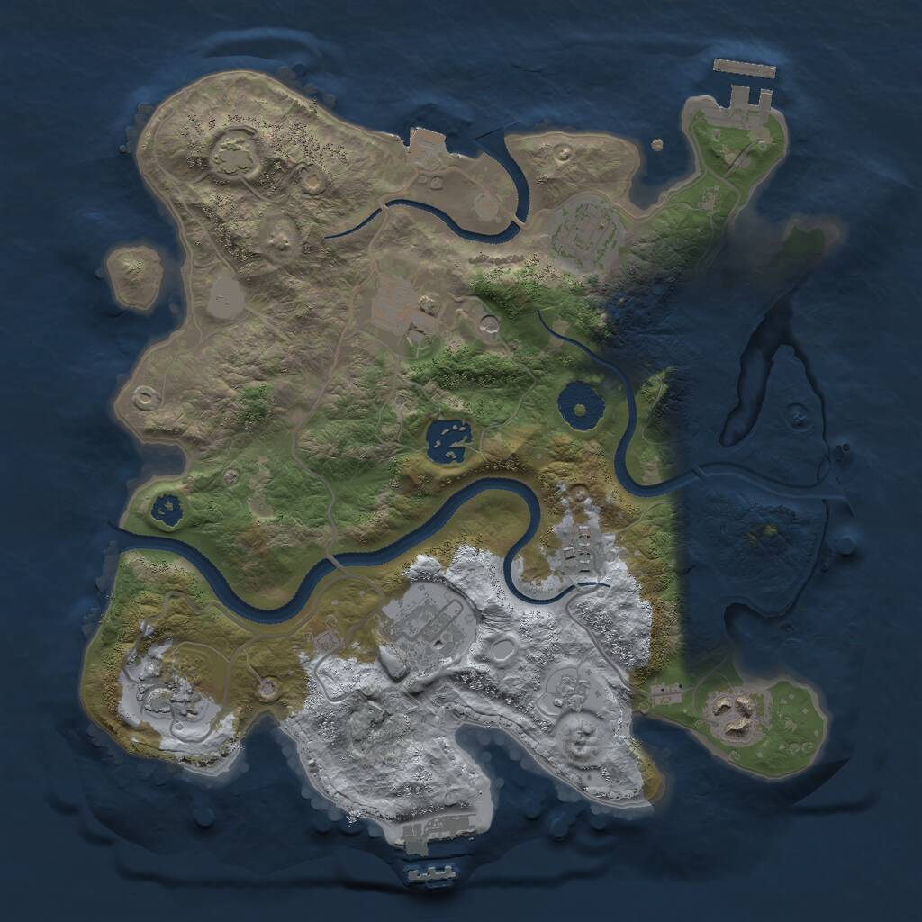 Rust Map: Procedural Map, Size: 3000, Seed: 390417936, 13 Monuments