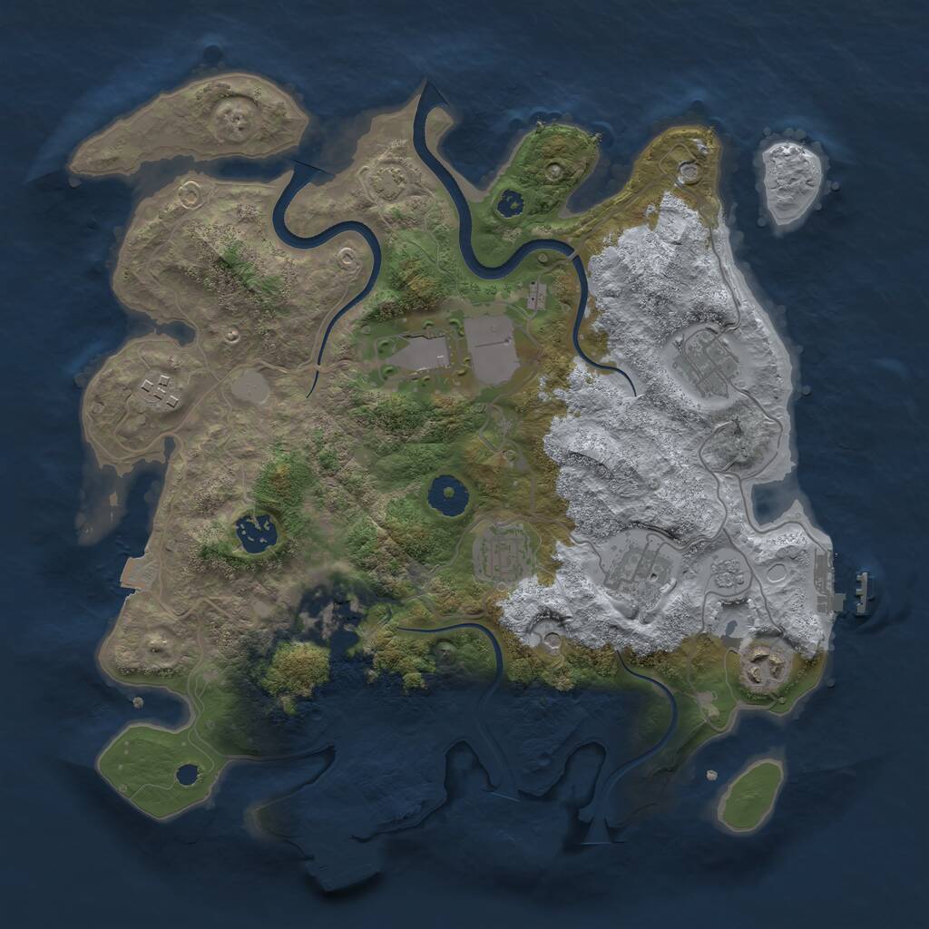 Rust Map: Procedural Map, Size: 3500, Seed: 1578148002, 14 Monuments