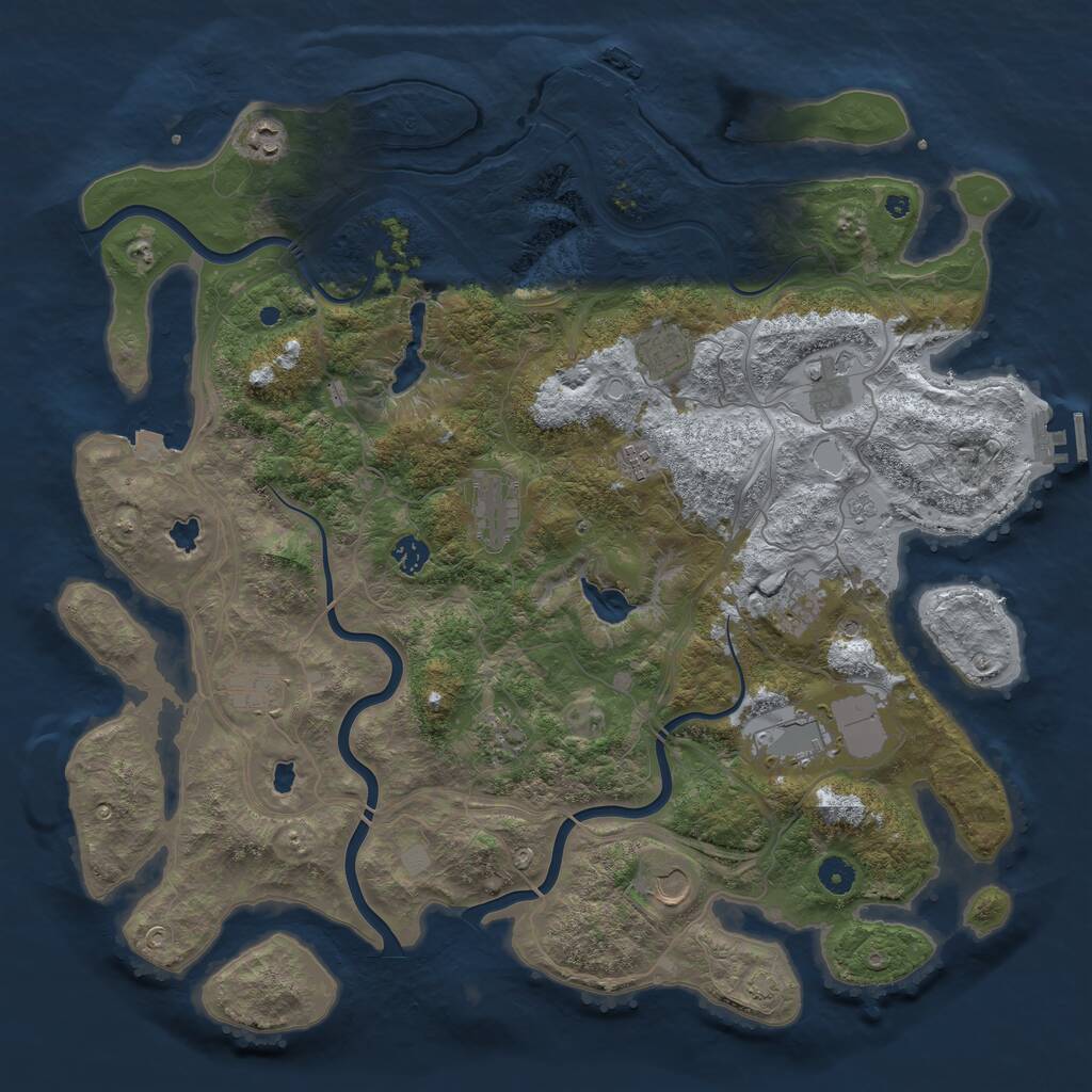Rust Map: Procedural Map, Size: 4500, Seed: 938095582, 17 Monuments
