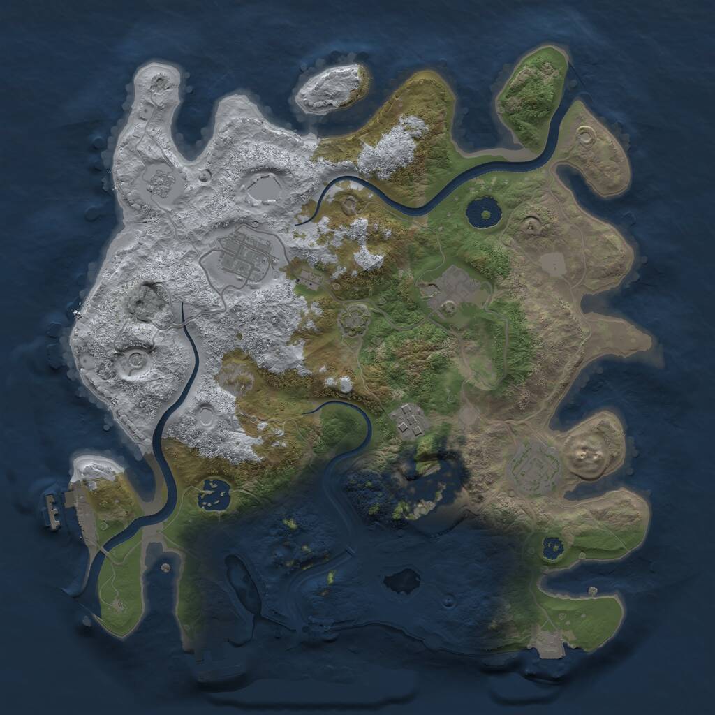 Rust Map: Procedural Map, Size: 3250, Seed: 2142838271, 12 Monuments