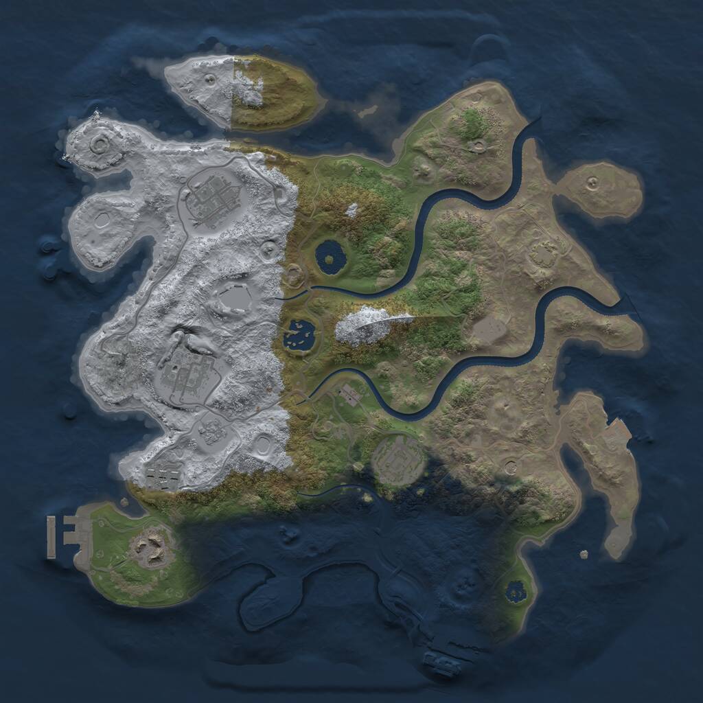 Rust Map: Procedural Map, Size: 3300, Seed: 1293366031, 12 Monuments